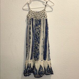 Elegant Blue and Cream Girls Dress